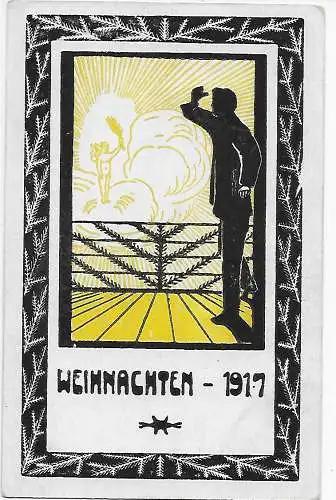 Isle of Man 1917: PoW, Kgf:  AK Weihnachten nach Eichach/Oehringen, Zensur