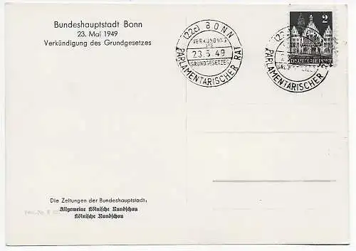 Bund: AK Bonn Parlamentsgbäude, Verkündigung des Grundgesetzes 23.5.1949