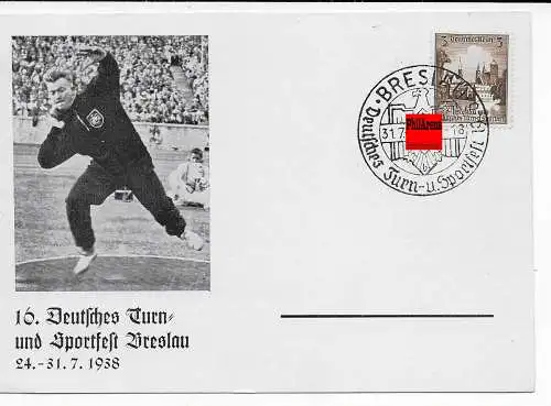 DR: 16. Deutsches Turn- und Sportfest 1938, Sonderstempel