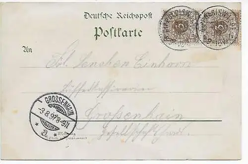 Ansichtskarte: Gruss aus Dippoldiswalde, 1897 nach Grossenhain