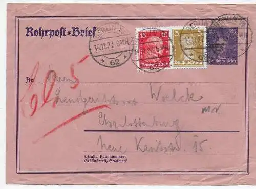 DR: Rohrpost-Brief Berlin 1927 nach Charlottenburg