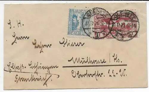 Oberschlesien 1921: Brief von Gleiwitz nach Mühlhouse/Els.