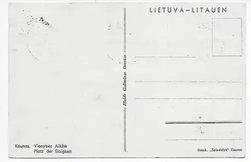 Litauen 1941: MiNr. 1-9, kpl. gestempelt, Ansichtskarte Platz der Einigkeit