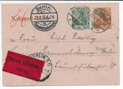 DR: Eilboten Rohrpostkarte Berlin 1915