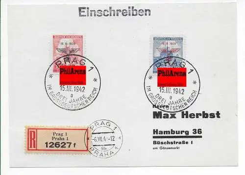 B&M: Einschreiben 1942, Prag nach Hamburg