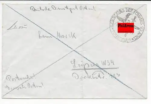 GG: Postsache Einsatz Osten - Warschau-Leipzig mit Sonderstempel 1941