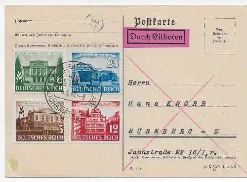 DR: Reichsmessestadt Leipzig als Eilboten nach Nürnberg, 1941, FDC