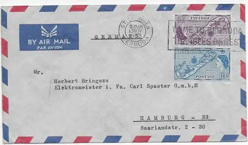 Bermudas Luftpost 1958 nach Hamburg - Elektro