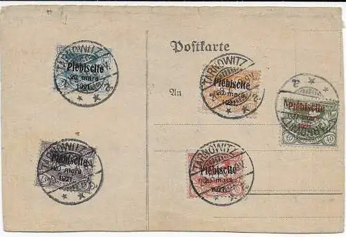 Oberschlesien 1921: Tarnowitz: AK Abstimmung Propaganda mit Brot