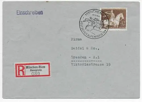 DR: Braunes Band München-Riem, Rennplatz 1943, Einschreiben