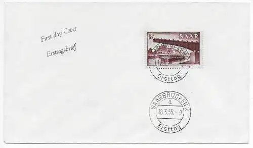 Saar 1955: Saarbrücken FDC MiNr. 33