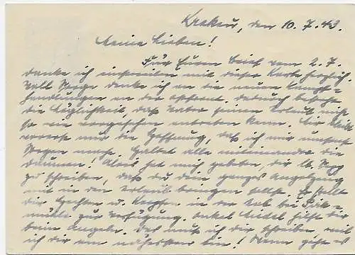 GG: Ganzsache von Krakau nach Metz, 1943