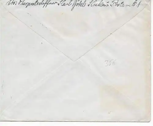 GG: portogerechter Brief 1940 mit Sonderstempel Krakau nach Aschaffenburg
