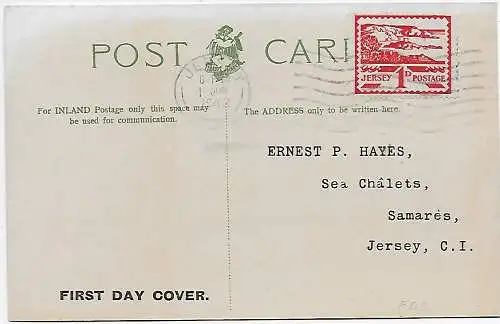 Jersey: Ansichtskarte Hafen und FDC, 1943