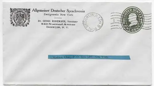 USA: 1908: Allgemeiner Deutscher Sprachverein, Brooklyn NY