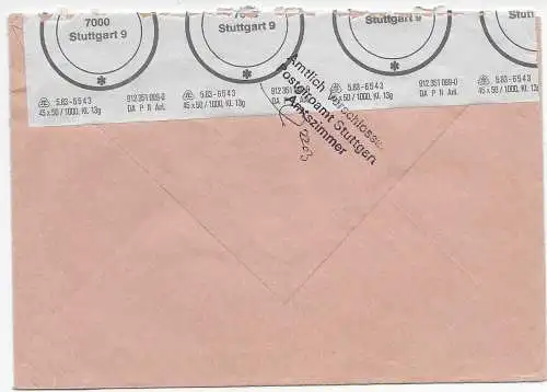 Frankreich Einschreiben Paris 1988 nach Stuttgart, Amtlich verschlossen Postgiro