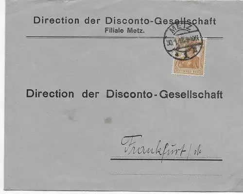 DR: Disconto-Gesellschaft Metz nach Frankfurt 1917