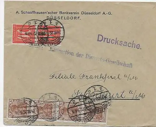 DR: Bankverein Düsseldorf als Drucksache nach Frankfurt 1922