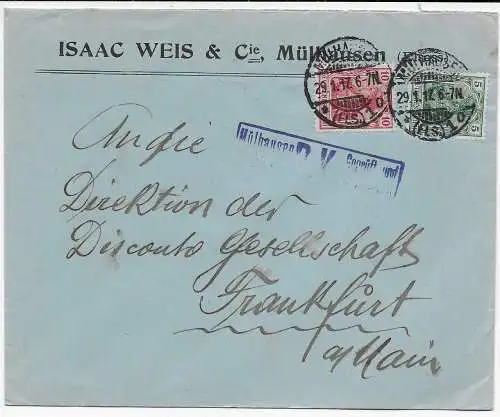 DR 1917: Isaac Weis, Mühausen nach Frankfurt, Zensur, Elsass