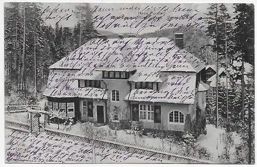 Polen: AK Risengebirge Haus Forsteck, Ober-Krummhübel, 1923 nach Neugersdorf