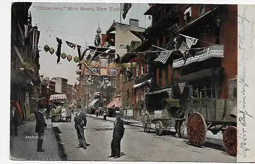 USA: picture post card: New York - Mott Street, Chinatown 1911 to Borsdorf