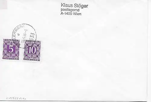 UNO/Österreich 1985: Bahnhofbrief Amstetten-Kleinreifling, Sonntagberg, Taxe