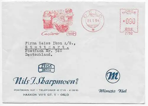 Norwegen: 1964 Freistempel Oslo nach Stuttgart, Fotographie, Minmosa, Zeiss Ikon