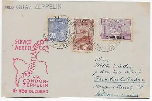 Brasilien 1932: Pelo Graf Zeppelin, Transatlantico via Condor-Zeppelin