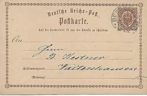 DR: Hufeistenstempel 1873 Düsseldorf nach Waltershausen