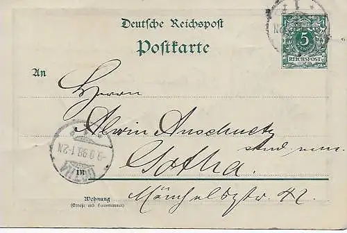 DR: Ganzsache 1898 mit rückseitig Heinrch von Stephan Erster General-Postmeister