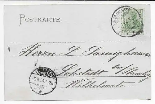 Ansichtskarte 1904: Gruss aus Alt Rahlstedt, Vorschule nach Lokstedt