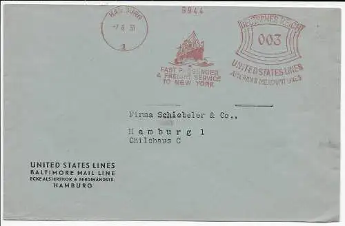 DR: United States Lines Fast Passenger &Freight Service, Freistempel 1938