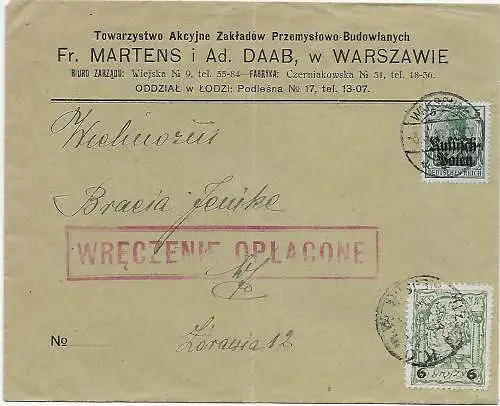 Dt. Besetzung I. WK Polen 1914: Stadtpost Warschau