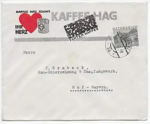 Österreich 1930 von Wien nach Hof, Werbung Kaffee Hag schont ihr Herz