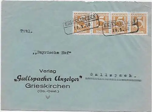 Österreich 1930 Gallspacher Anzeiger, Grieskirchen