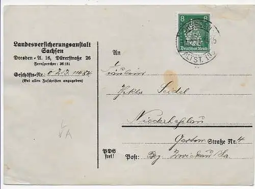 DR: Landesversicherungsanstalt 1927, Perfin, Lochung L/VA