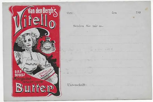 DR: Ganzsache Germania mit Zudruck für Margarine, Vitello, blanko -Gelsenkirchen