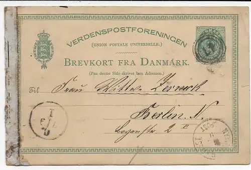 Dänemark 1879: Brevkort to Berlin