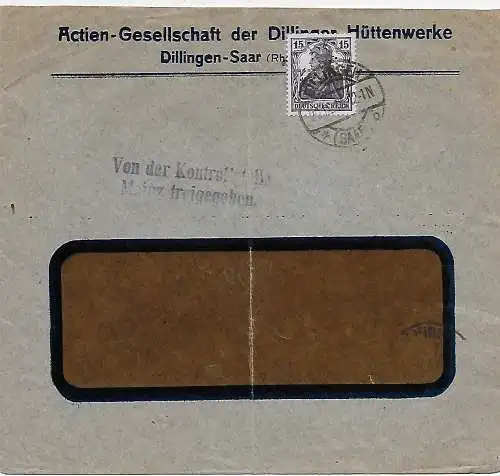 DR: Dillingen-Saar 1919: Rheinland Besetzung, Zensur Mainz