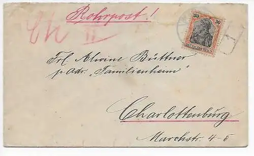 DR: 1907 mit Rohrpost Berlin - Charlottenburg