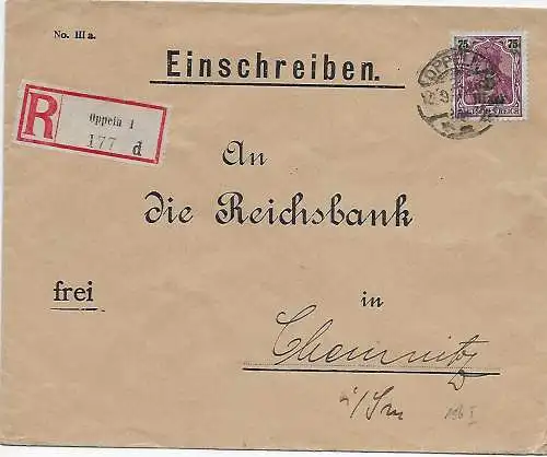 DR: 1922 Einschreiben Oppeln nach Chemnitz