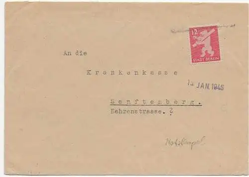 SBZ 1946: Not Stempel Calau nach Senftenberg