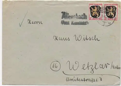 Franz. Zone 1945: Allensbach/Konstanz nach Wetzlar