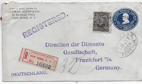 USA: Goldman, Sachs &Co, Registered New York to Frankfurt/Germany 1906