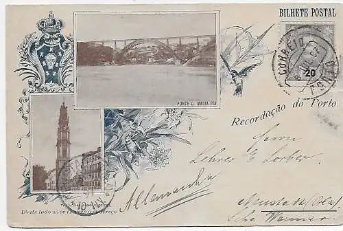 Portugal: 1897 Postkarte Porto nach Neustadt/Weimar