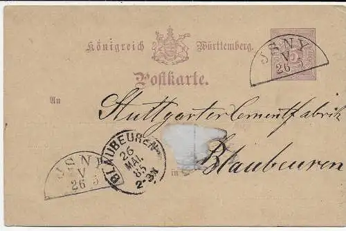 Württemberg 1885: Isny nach Blaubeuren