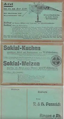 DR: Pflanzenschutzmittel 1921, Drucksache Bingen nach Vaihingen, Perfin-Lochung