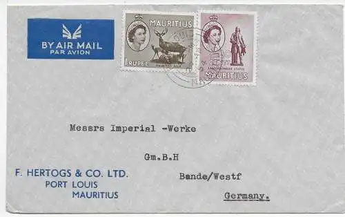 Mauritius 1954: Luftpost Port Louis nach Bunde