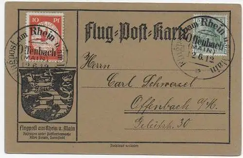 DR 1912: Flug-Post-Karte Offenbach