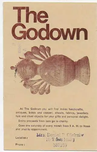 Indien 1972: post card New-Delhi, The Godown